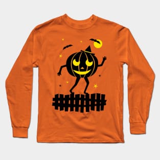 Halloween Cute Retro Vintage Jack O Lantern Pumpkin Long Sleeve T-Shirt